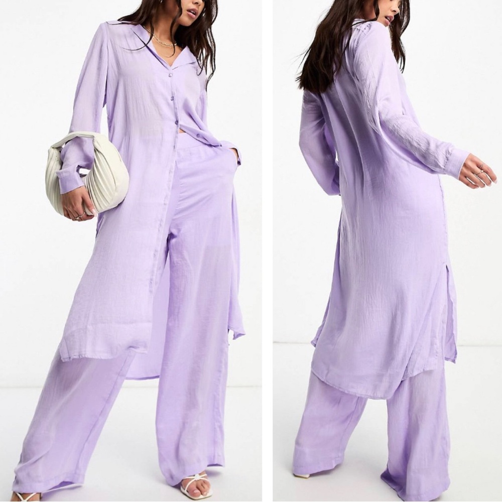 NWT ASOS Vero Moda Slinky Longline Shirt in Lilac